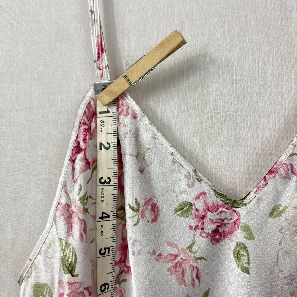 Vintage Fredericks Of Hollywood Floral Satin Cami Slip Dress Women M Cottage Y2K - Picture 7 of 10